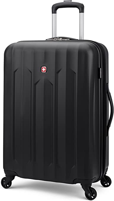 SwissGear Chrome Medium Luggage - Hardside Expandable Spinner Luggage 24-Inch - Black