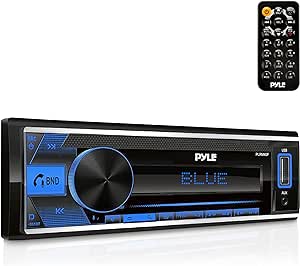 Pyle Bluetooth Stereo Receiver Power Amplifier, AM/FM/MP3/USB/AUX Stereo Receiver, Single DIN, 30 Preset Memory Stations, LCD Display with Remote Control, Headunit For Cars And Vehicles