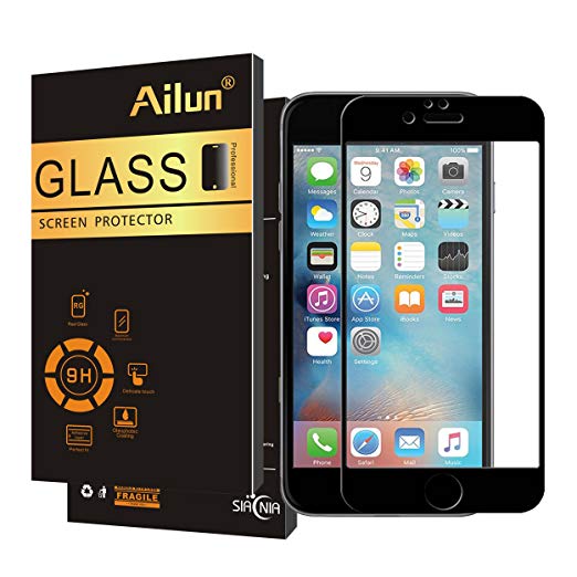 Ailun Screen Protector Compatible iPhone 7 iPhone 8 [1pack],2.5D Edge Tempered Glass,Full Coverage for iPhone 7 iPhone 8,Anti-Scratch,Case Friendly,Black