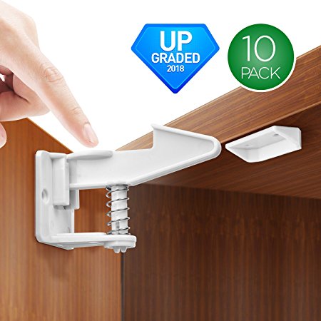 Cabinet Locks Baby Proofing Child Safety Cabinets Locks 10 Packs, No Tools or Drilling Needed Safety Drawer Locks for Drawers, Cabinets, Closets