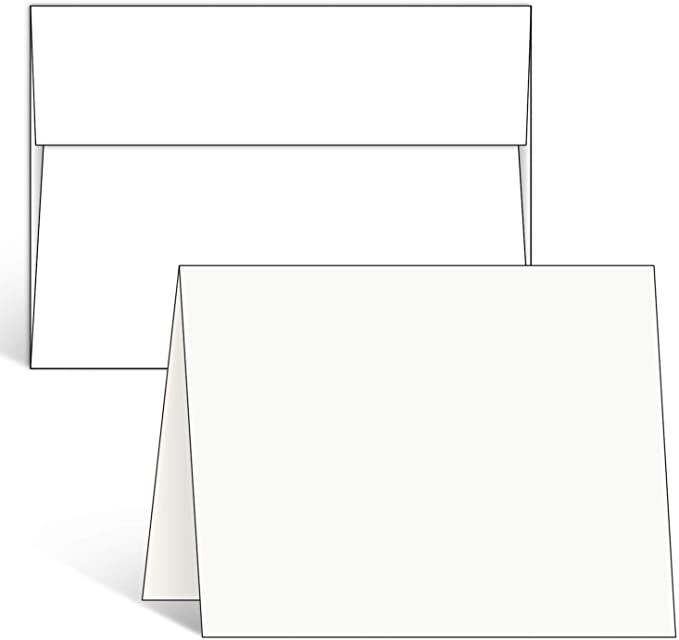 Blank White Cards and Envelopes 100 Pack, Ohuhu 5 x 7 Heavyweight Folded Cardstock and A7 Envelopes for DIY Greeting Card, Wedding, Birthday, Invitations, Thank You Cards & All Occasion