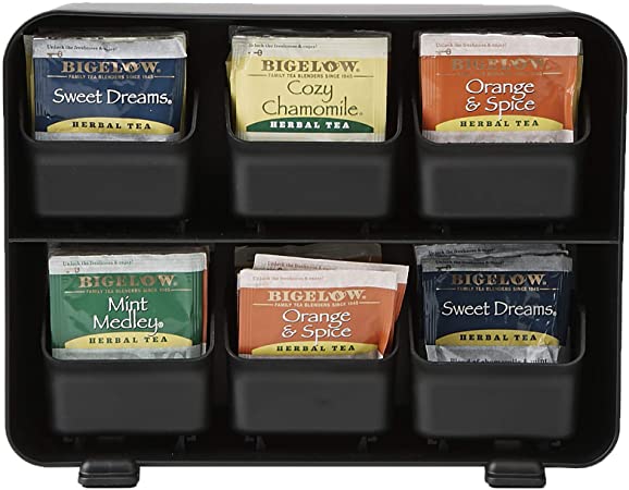 Mind Reader Clutch 6 Drawer Tea Bag Holder, Black