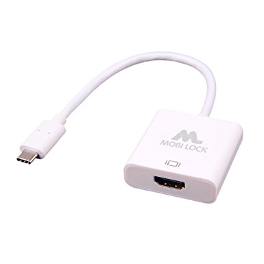 Mobi Lock USB-C (3.1) to HDMI Adapter Cable For MacBook Retina 12" (2015 and later), MacBook Pro 13" (Late 2016), MacBook Pro 15" (Late 2016), Chromebook Pixel 2 and all other USB-C (3.1) Supported Laptops / Computers, Supports Audio & Video up to 4K ULTRA (3840*2140), FULL HD (1920*1080) and 3D (DOES NOT WORK with iPhones or iPads)
