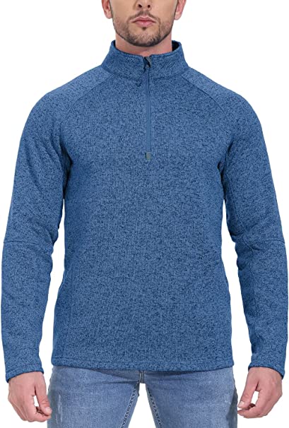 TBMPOY Men's 1/4 Zip Turtleneck Athletic Polo Tops Soft Fleece Knitted Sweaters Long Sleeve Pullover Shirts Quick Dry