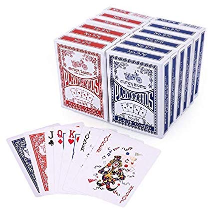 LotFancy Playing Cards, Poker Size Standard Index, Decks of Cards for Blackjack, Pinochle, Euchre Cards Games, Blue and Red