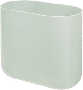 iDesign Recycled Plastic Slim Oval Waste Basket, The Cade Collection – 10.625” x 5.5” x 9.75”, Green