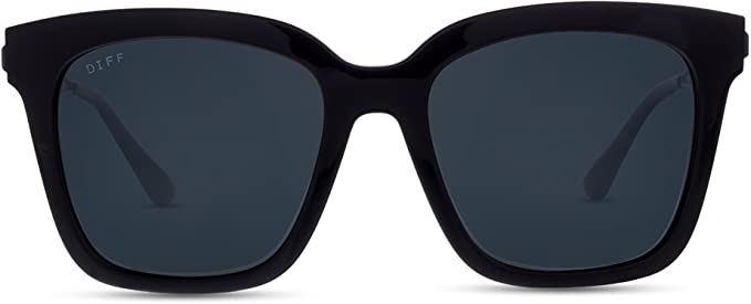 DIFF Eyewear - Bella - Designer Square Oversized Sunglasses and Blue Light Blocking Glasses for Women