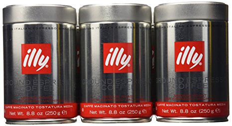 illy Caffe Normale Fine Grind (Medium Roast, Red Band) 8.8 coffee cans (Pack of 6)