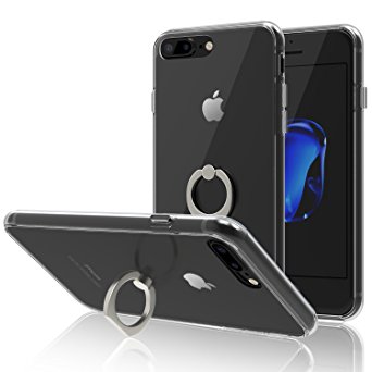 iPhone 7 Plus Case, JETech [Ring Holder Kickstand] Bumper Case Shock-Absorption and Anti-Scratch Clear Back for Apple iPhone 7 Plus (HD Clear) - 3437A