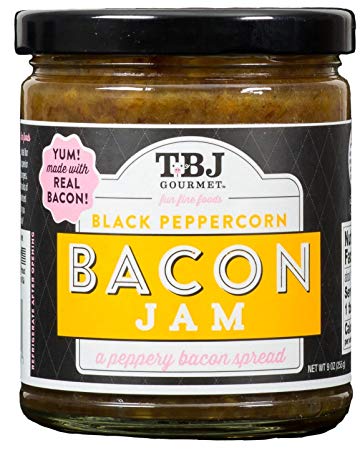 TBJ Gourmet Black Peppercorn Bacon Jam - Original Recipe Bacon Spread - Uses Real Bacon & Black Peppercorn - No Preservatives - Authentic Bacon Jams - 9 Ounces