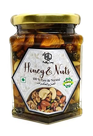 Healthy Living Honey and Nuts | 100% Pure and Natural Honey with Dry fruit and Nuts (350 Gram)
