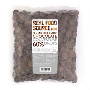RealFoodSource Sugar Free 60% Dark Chocolate Couverture Drops 500g