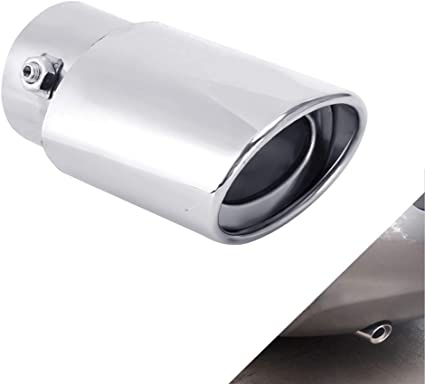 Dsycar Universal Stainless Steel Car Exhaust Tail Muffler Tip Pipe- Fit Pipe Diameter 1.75 inch to 2.75 inch (Silver Large Straight:6.3'' X 4'')