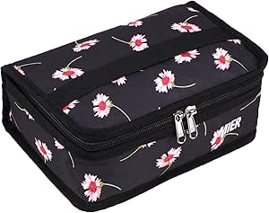 MIER Portable Thermal Insulated Cooler Bag Mini Lunch Bag for Women Teen Girls Kids, Black Floral