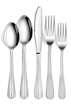 Smart-Home 20-Piece Flatware Set, 18/10 Stainless Steel, Mirror Polished Luxury Design, Restaurant & Hotel Quality, Cutlery Service for 4
