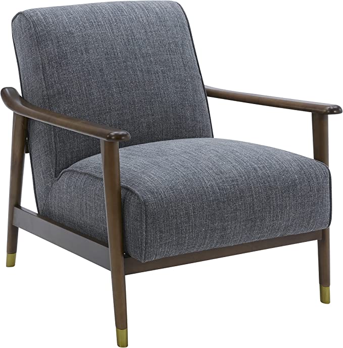 Amazon Brand – Rivet Mid-Century Modern Wood Arm Accent Chair, 29.1"W, Dark Gray