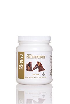 22 Days Nutrition Organic Plant Protein Powder, Chocolate, 15 Servings