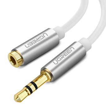 Ugreen 3.5mm Male to Female Extension Stereo Auxiliary Cable Male to Female Gold Plated Compatible for iPhone, iPad or Smartphones, Tablets, Media Players (3m, White)