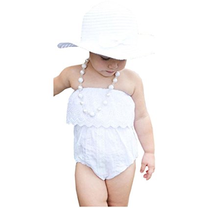 Chinatera Baby Kids Toddler Girls White Off Shoulder Rompers Jumpsuit Sunsuit Clothes