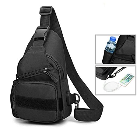 TEGOOL Sling Bag Shoulder Chest Cross Body Backpack for Men Women Lightweight Hiking Travel Backpack Daypack with USB Charging Port