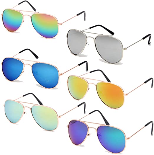 6 Pack Neon Colors Kids Sunglasses UV Coating Glasses Party Favor Eyewear