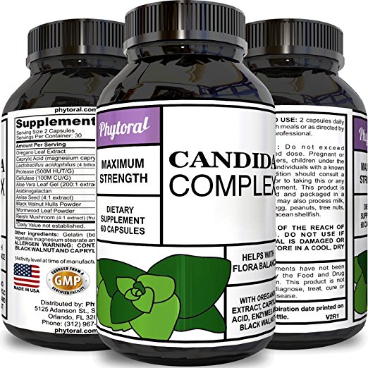 100% Pure Candida Formula Probiotics Yeast Cleanse Detox Digestive System Burn Belly Fat Weight Loss Benefits Oregano Oil Boost Health Energy Desire Hormone Balance Immune System by Phytoral