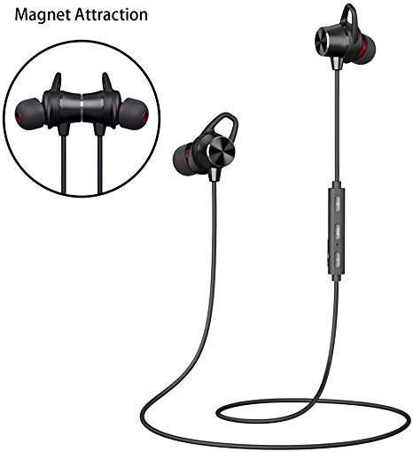Bluetooth Headphones, GRDE Magnetic Bluetooth Earphones CVC6.0 Noise Canceling In-Ear Bluetooth Earbuds, 8 Hours Music HIFI Time, IPX4 Waterproof Hanging Neck Headset with Running for Android IOS