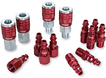 ColorConnex Coupler & Plug Kit (14 Piece), Industrial Type D, 1/4 in. NPT, Red - A73458D
