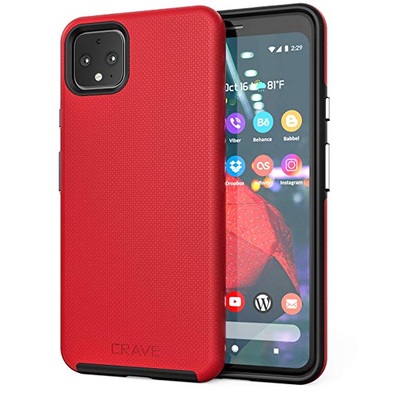 Pixel 4 XL Case, Crave Dual Guard Protection Series Case for Google Pixel 4 XL - Red