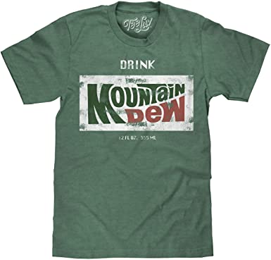 Tee Luv Retro Drink Mountain Dew Shirt - Distressed Mt Dew Logo T-Shirt