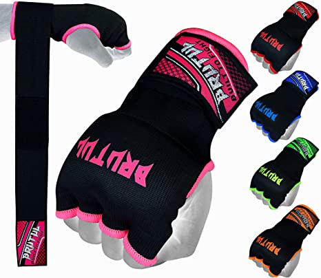 Brutul Padded Inner Gel Gloves Training Gel Elastic Hand Wraps for Boxing Gloves Quick Wraps Men & Women Kickboxing Muay Thai MMA Bandages Wrist Wrap Protector Handwraps (Pair)