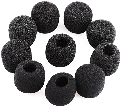 Healifty 15pcs Small Foam Mic Cover Sponge Skin Mic Microphone Soft Windscreen (Black)