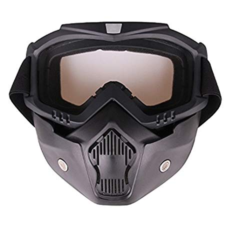 Freehawk Motorcycle Goggles Mask Detachable, Airsoft Safety Goggles Mask, Road Riding UV Motorbike Glasses with Dustproof Mask, Cool Helmet Glasses Windproof