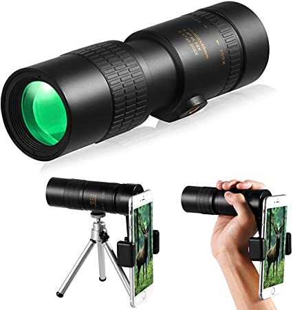 Monocular Telescope for Smartphone,4k 10-300x40mm Monoculars Day& Low Night Vision Compact Monocular for Adults with Holder and Tripod Zoom Telescope for Bird Watching Traveling,Hunting