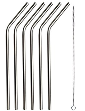 Acerich Stainless Steel Metal Straws with Cleaning Brush (Set of 6)