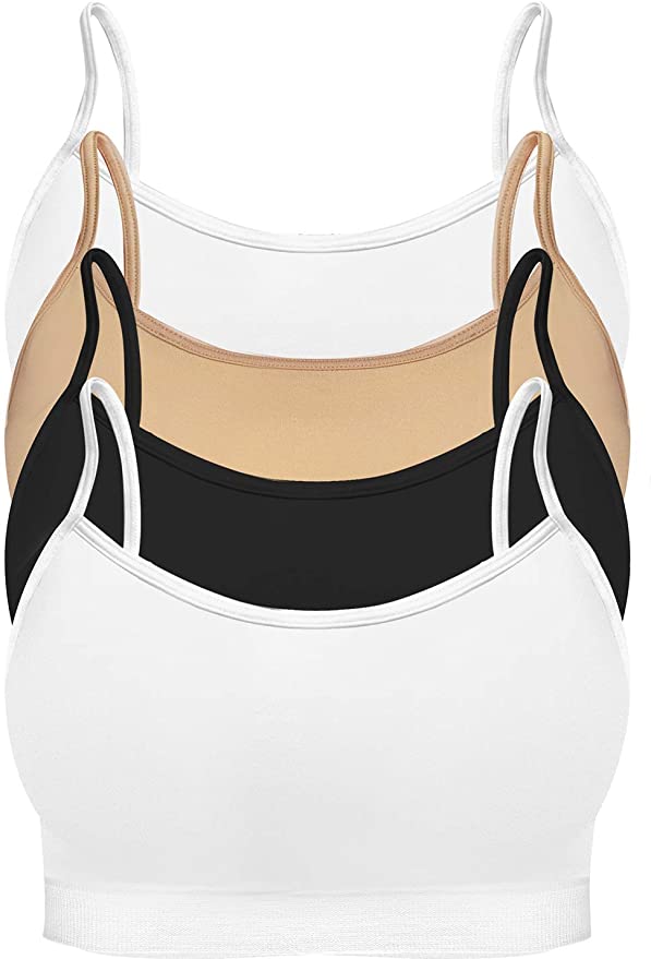 4 Pack Women's Seamless Wireless Half Cami Unpadded Bra Tops for Layering with Spaghetti Straps