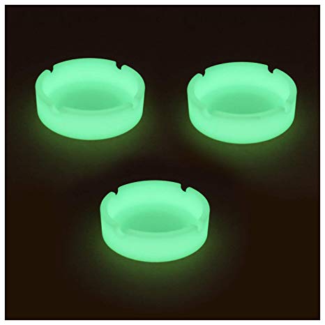 Gizhome 3 Pack Luminous Silicone Ashtray Premium Silicone Rubber High Temperature Heat Resistant Round Design Ashtray Durable Glow in Dark