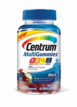 Centrum Men MultiGummies Multivitamin/Multimineral Supplement (Natural Cherry, Berry, & Apple Flavor, 150-Count Gummies)