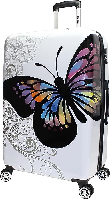 World Traveler Butterfly 28-Inch Hardside Expandable Spinner Luggage, Butterfly, 28-inch, Butterfly 28-inch Hardside Expandable Spinner Luggage