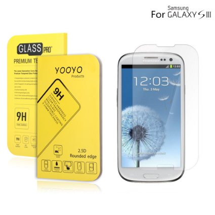 Galaxy S3 Screen Protector, YooyoTM 0.33mm Tempered Glass Crystal Clear | Slim | Anti Finger Print | Scratch Proof and Light weight Screen Protector for Samsung Galaxy S3