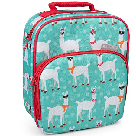 Insulated Durable Lunch Bag - Reusable Lunch Box Meal Tote With Handle and Pockets, Works with Bentology Bento Box, Bentgo, Kinsho, Yumbox (10"x8"x3.5") - Llama