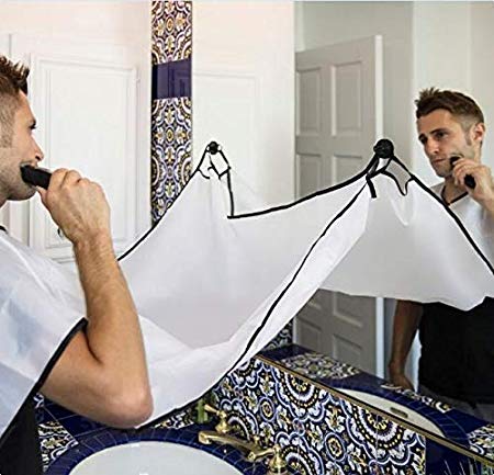 Beard Apron For Man Shaving & Hair Clippings Catcher Grooming Cape Apron Keep Sink Clean - White