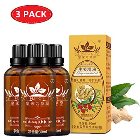 weispo 3 Pack Ginger Massage Oil,100% Pure Natural Lymphatic Drainage Ginger Oil,SPA Essential Oils,Promote Blood-30ml