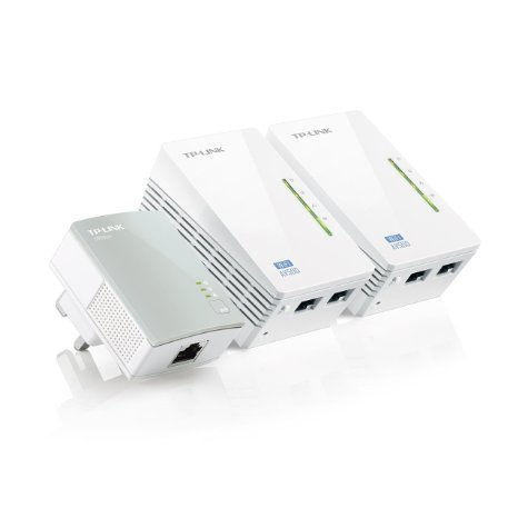 TP-LINK TL-WPA4220T KIT AV500 Powerline 300M Wi-Fi ExtenderWi-Fi BoosterHotspot with Two Ethernet Ports Three Units Pack Easy Configuration Wi-Fi Clone for SmartphoneTabletsLaptop