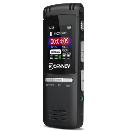 Dennov 8 GB Digital Voice Recorder and MP3 Music Player 560 Hours Dual Microphone HD Recording Dynamic Noise Reduction