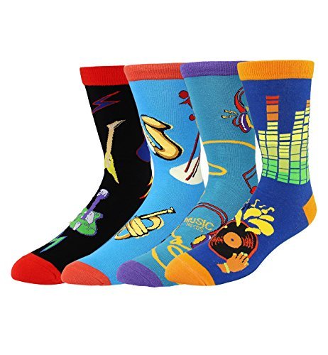 Happypop Men's Cool Crazy Pattern Novelty Funny Cotton Crew Dress Socks
