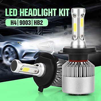 H4 LED Headlight Conversion Kit, Auto Car Led Headlamp Car COB Bulbs, 6000K 9W-36W Cool White 7200LM, All-in-One Error Free Design (H4 (HB2/9003))