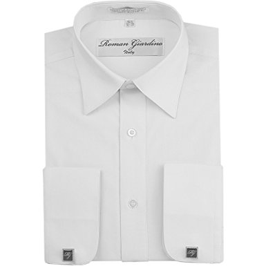 Roman Giardino RG Men's Dress Shirts Convertible Long Sleeve Collar Regular size Fit Cufflinks solid colors