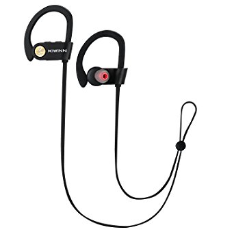 Wireless Bluetooth Headphones - Sweatproof Workout Earbuds HD Stereo Sound Noise Cancelling In Ear Headsets w/ Mic IPX7 Waterproof, Ear Hook Design for Gym Sports Running Outdoors, 8 Hour Battery Life