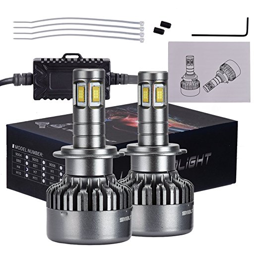 Smautop H7 LED Headlight Bulbs V10 9000LM 6500K White 4-Sides Lighting Led Headlight Bulbs with CSP Pack of 2 - 2 Year Warranty